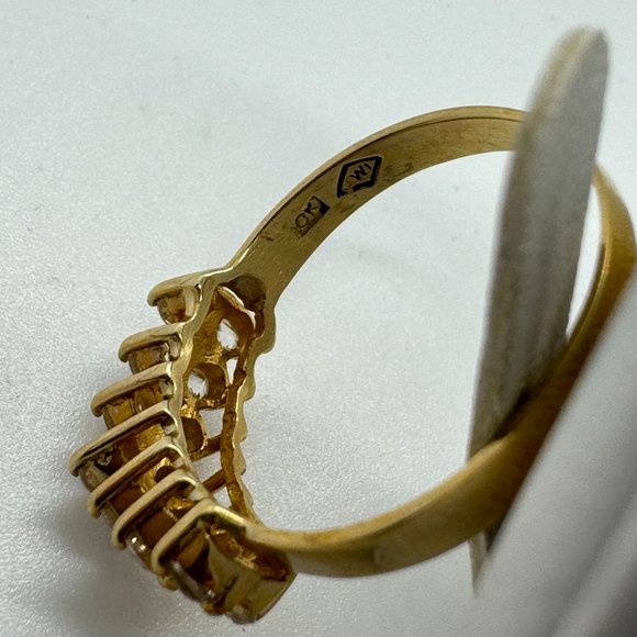 10K Yellow Gold Diamond Ring Double Row size 8 - Picture 11 of 12